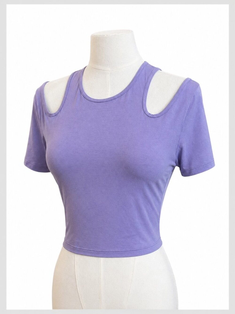 Lululemon Athletica Cropped Tee Lavender Cold Shoulder Fitted 6 - Picture 5 of 8